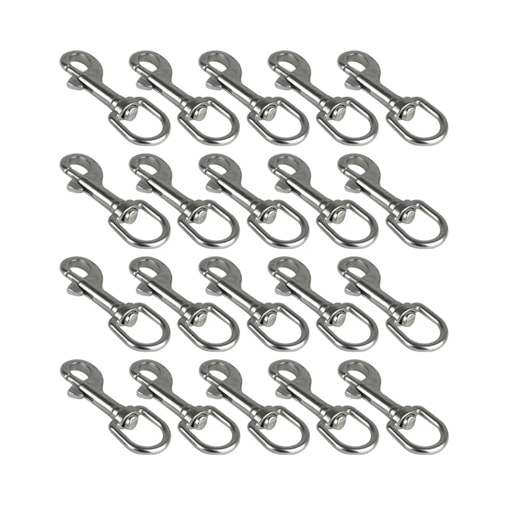 

20Pcs Stainless Steel 304 Swivel Eye Bolt Snap Hooks Single Ended Trigger Chain Clip, for Pet Leash, Camera Strap, Keychain