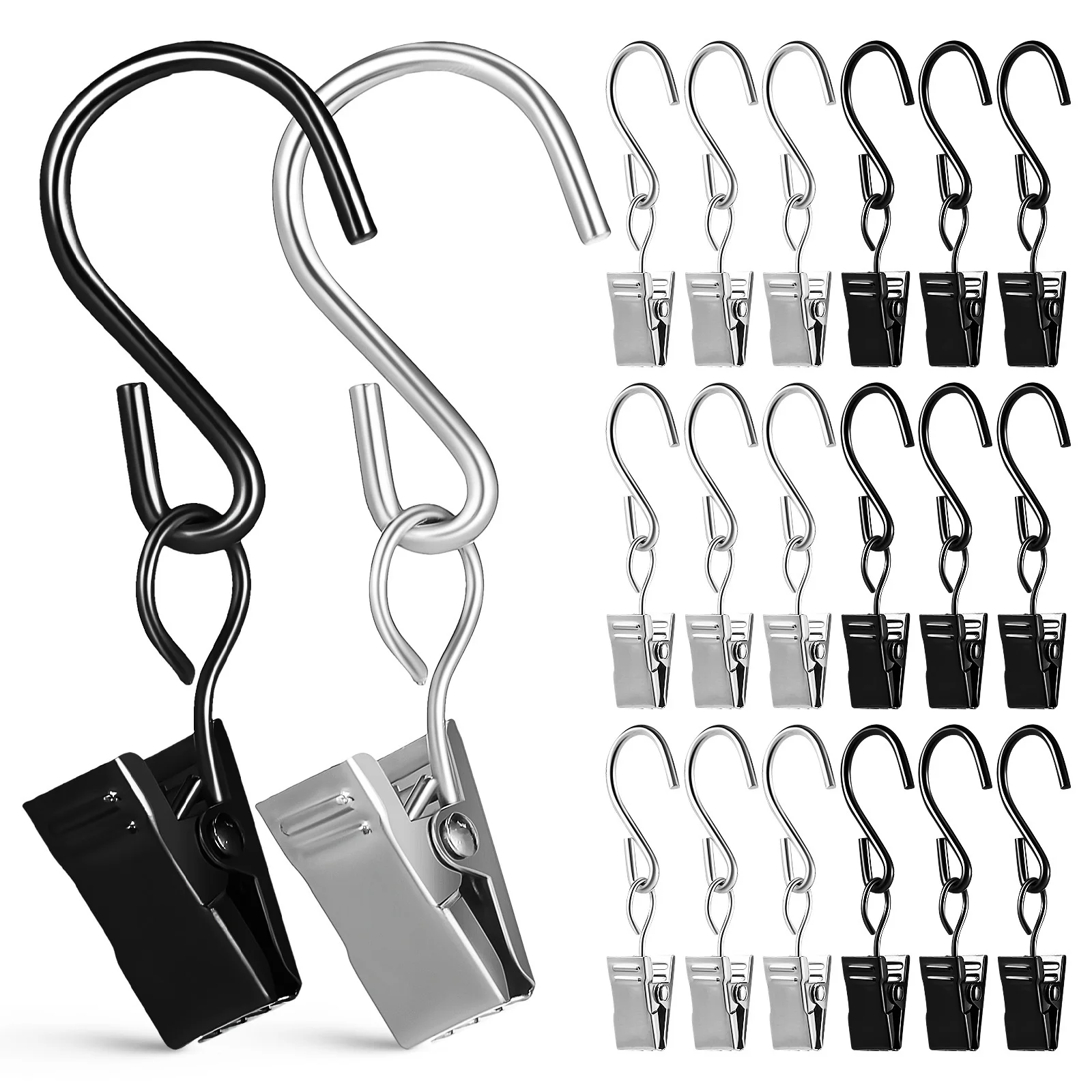 50 pezzi ganci per tende clip materiale in ferro ganci a S clip per tende facili da appendere per tende anelli per clip per aste per tende