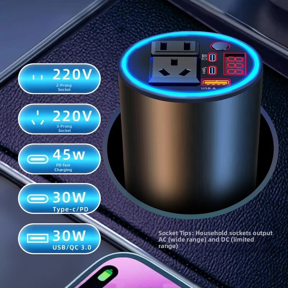 

For Rescue For Camping 12V To 110V Inverter Multi Device Charging Car Inverter Full-Bridge Inverter High-Efficiency Conversion