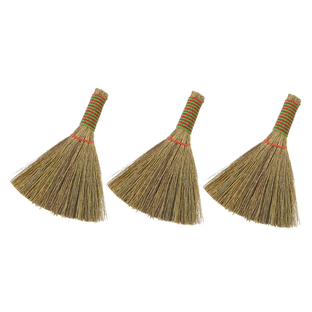 3 Pcs Kitchen Cleaning Broom Straw Broomstick Corn Asian Handheld Brush Sweeping Hand-made Desk Desktop