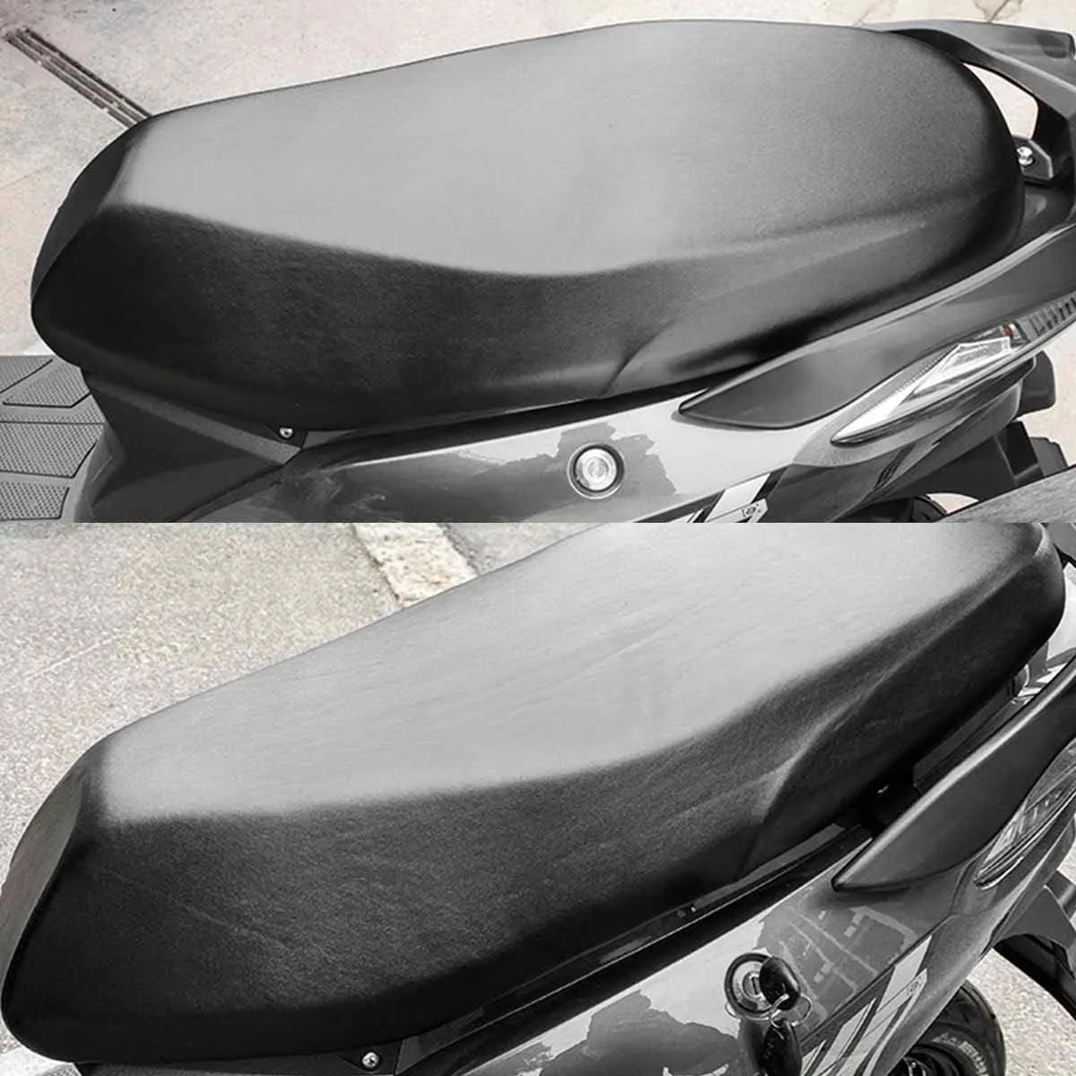 Motorcycle Seat Cover High Elasticity PU Leather Breathable Waterproof Universal Style 1 Piece view 4