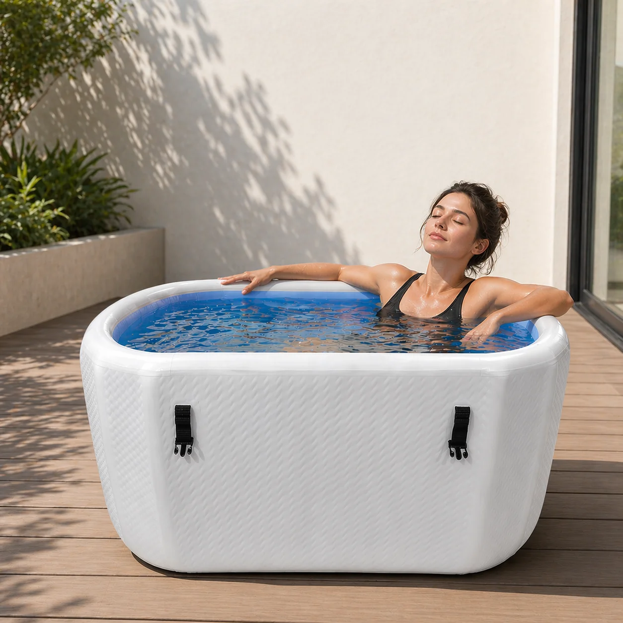 Portable Drop Stitch Ice Bath Tub With Lid Cold Plunge Barrel Outdoor Indoor Fitness Use Cold Water Bath Portable Structure Syst