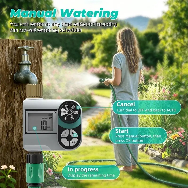 ABKP-Digital Sprinkle Brass Garden Irrigation Controller IP55 Waterproof Automatic For Yard Lawn Water Timer System