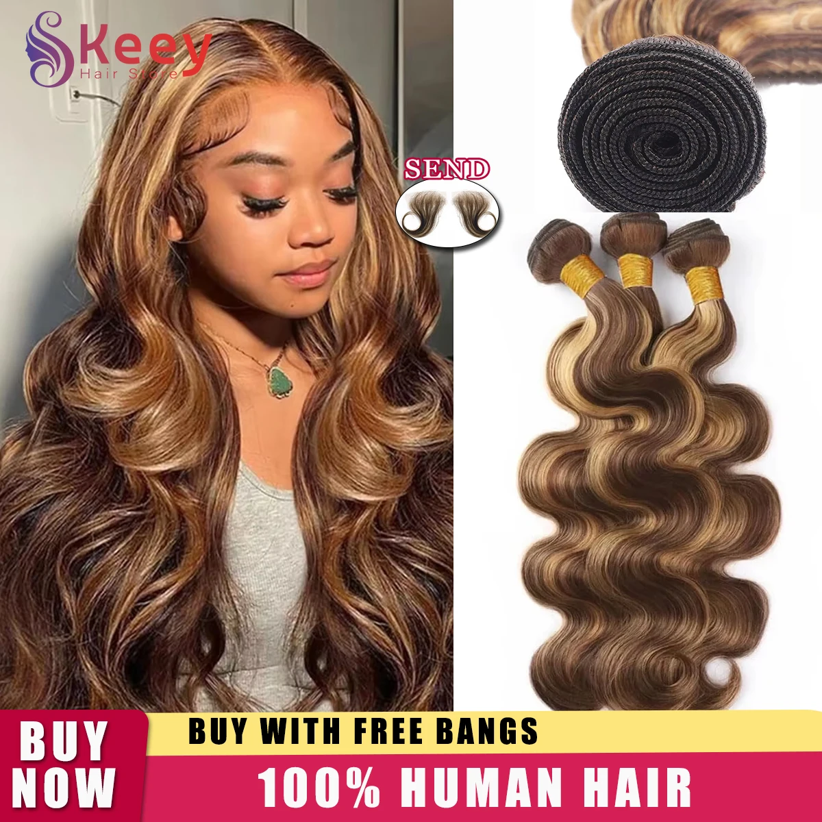 16A Highlight Ombre 4/27 Объемная волна Пучки человеческих волос 30-дюймовые бразильские цветные пучки человеческих волос с волнистыми волнами 4/5/6 шт.