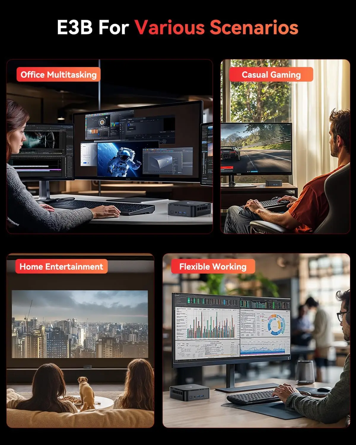 Mini Gaming PC, 16GB 512GB SSD Mini PC AMD 7430U Micro Desktop Computers Small Computer Support WiFi 6, BT5.2, Triple Display fo