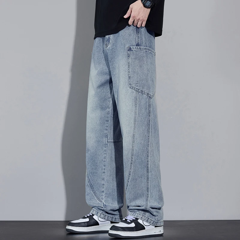 Men's Autumn and Winter New American Style Trendy Jeans with Straight Pockets and Versatile Blue Jeans in Three Colors To Choose