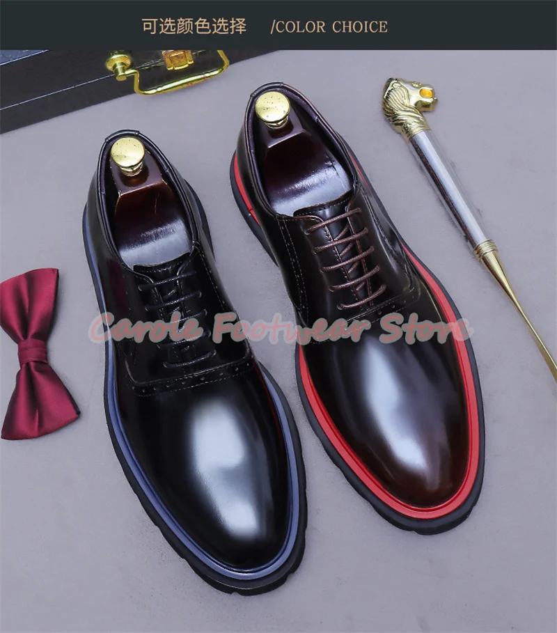 

Мужские оксфорды из натуральной кожи разных цветов на шнуровке, дышащая повседневная обувь в британском стиле на массивной подошве, мужские туфли дерби