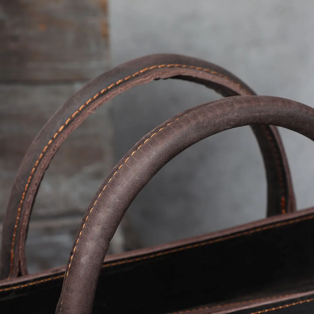 S.WORKER Echtleder-Aktentasche für Herren | Vintage-Bürohandtasche aus Vollnarbenleder für Laptops – Detail 17