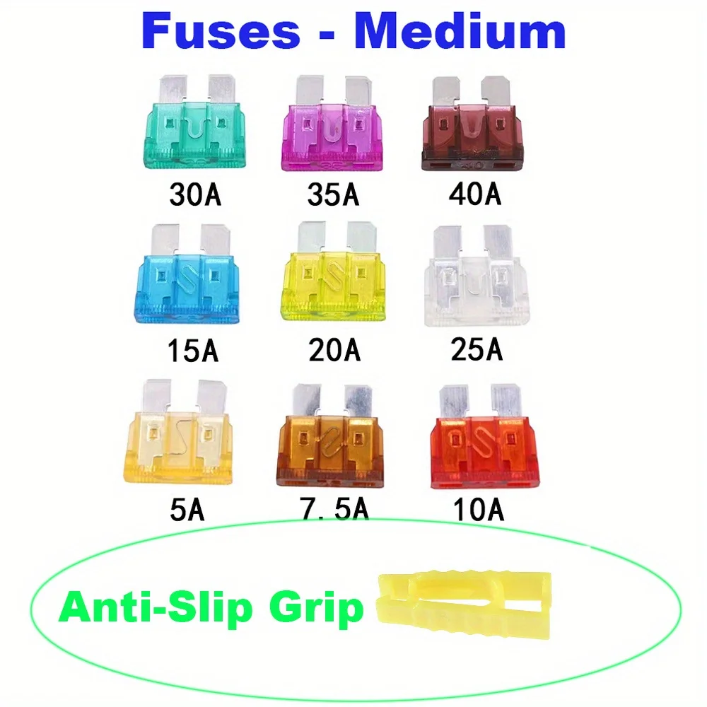 10PCS Medium Car Fuses Blade Type Fuse Set 5A 7.5A 10A 15A 20A 25A 30A 35A 40A