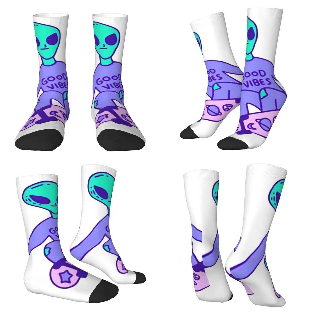 

Носки с принтом в стиле ретро инопланетянина для скейтборда, впитывающие пот чулки в стиле Харадзюку, всесезонные длинные носки для мужчин и женщин, подарок на день рождения