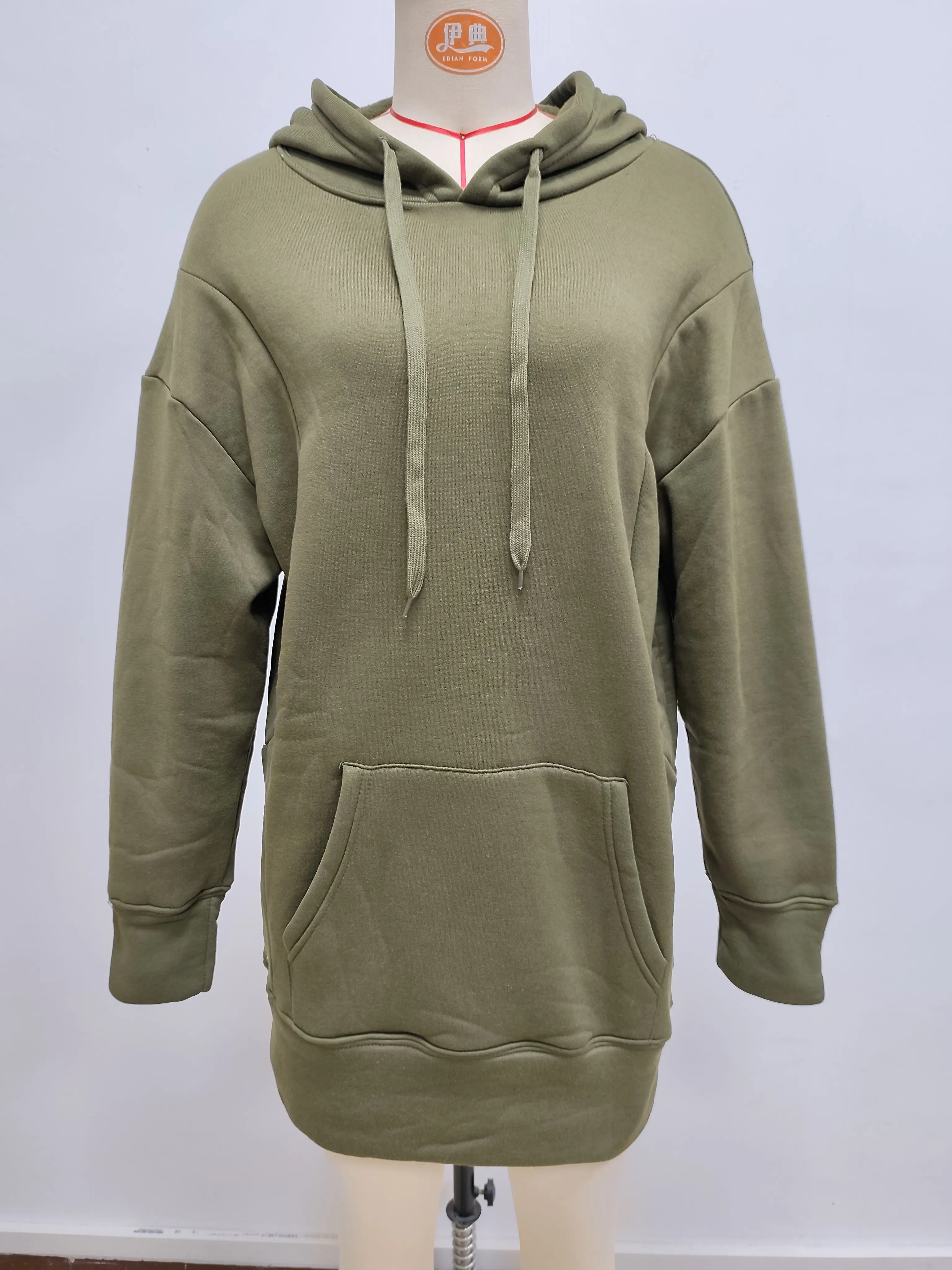 Oversized Hoodie Dress Women Loose Long Sleeve Pocket Drawstring Sweatshirt Dress Casual Streetwear Daily Wear Warm Pullover
