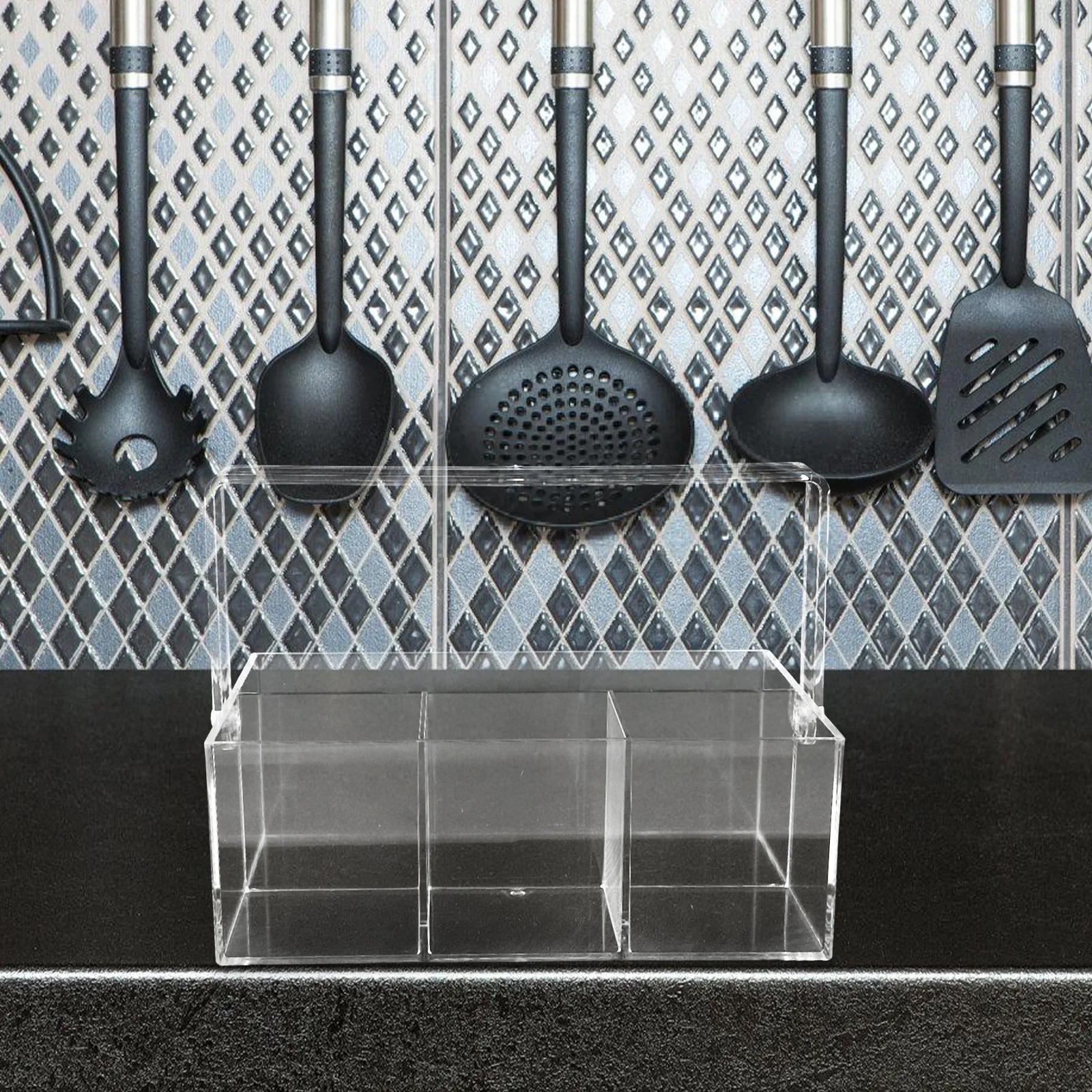 

Cutlery Storage Box Clear Acrylic Multi-Function Tableware Organizer Handle Portable Kitchen Utensil Holder For Picnic