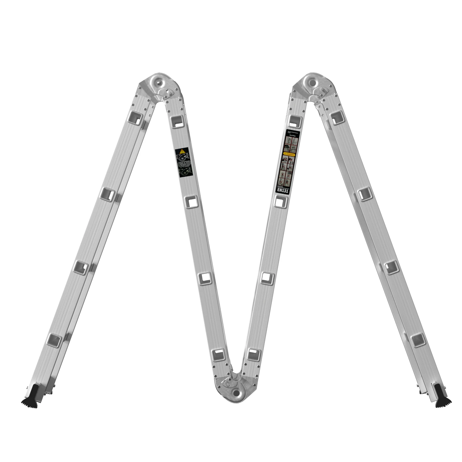 15.4FT Folding Ladder, Portable Aluminium Ladder, Stepladder, Loft Ladder, Multi-Purpose Ladder, 150 kg Load Capacity, EN131