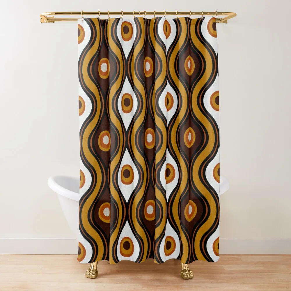 

Retro 1970's Style Seventies Vintage Pattern Shower Curtain Funny Shower Elegant Bathroom Curtain