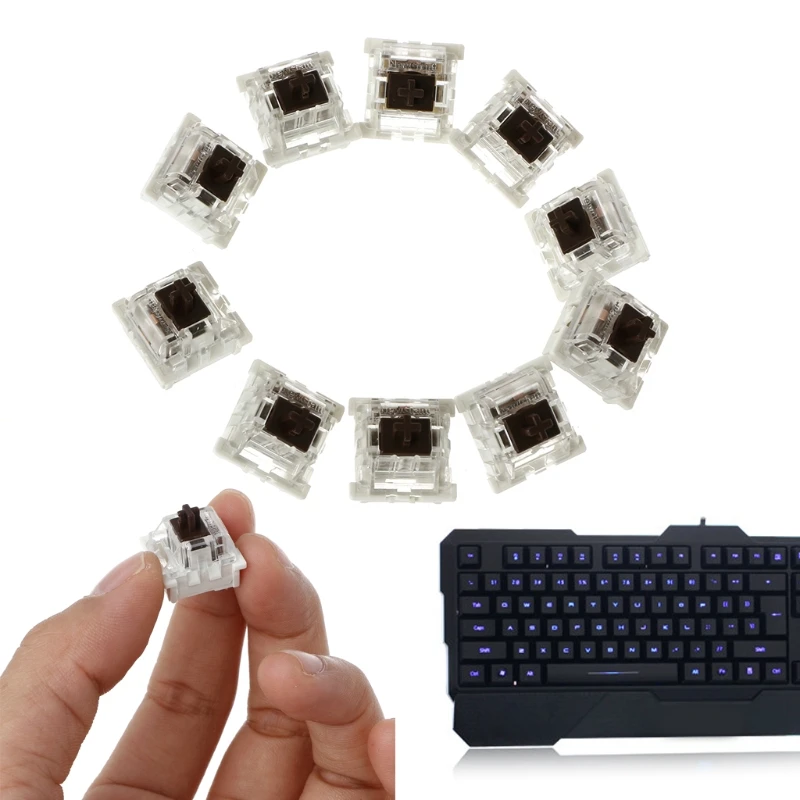 10Pcs 3 Pin Mechanical Keyboard Switch Blue Red Brown Black Replacement For Gateron Cherry MX