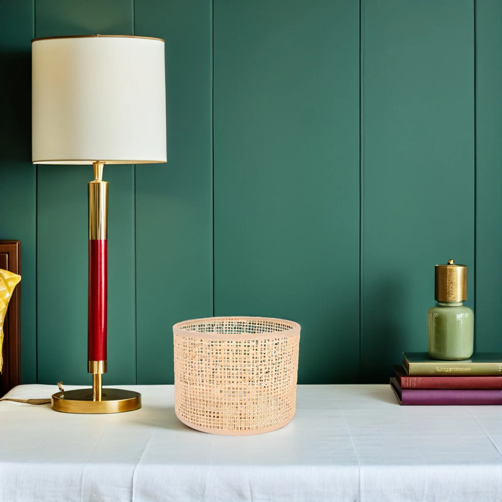 

2Pcs Woven Bamboo Lampshade for Pendant Light Rattan Light Cover Decorative Shade for Dining Room Hallway