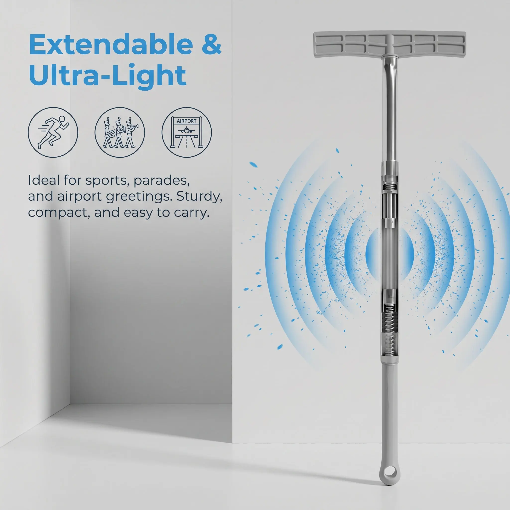 Retractable Telescopic Stainless Steel Handheld Sign Holder Pole for Airport Sports Meetings Warning Signs Support Extendable