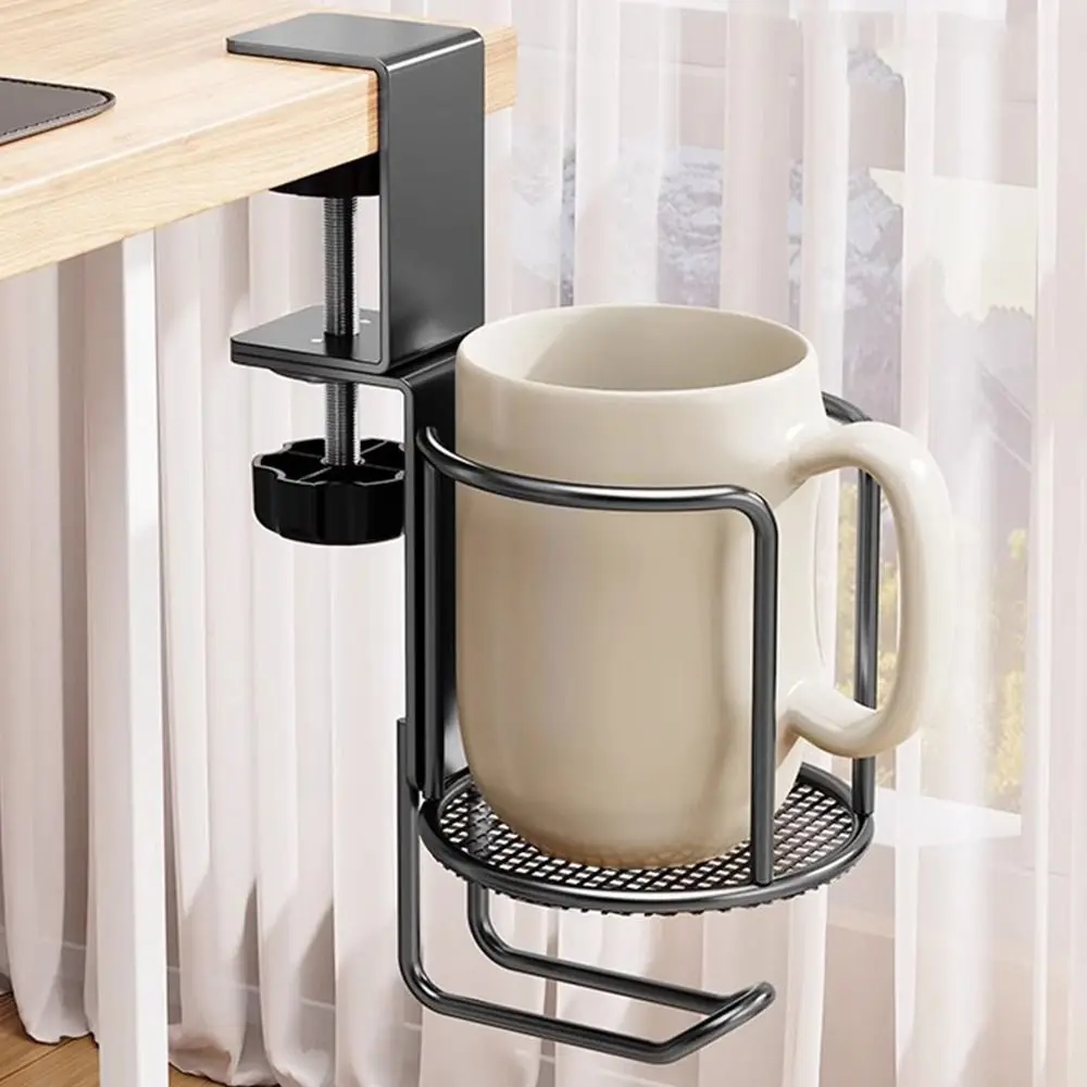 

2 in 1 Rotating Desk Cup Holder 360 ° Rotating Rust Proof Clip-on Cup Holder Sturdy Durable Mug Floating Shelves Water Bottles