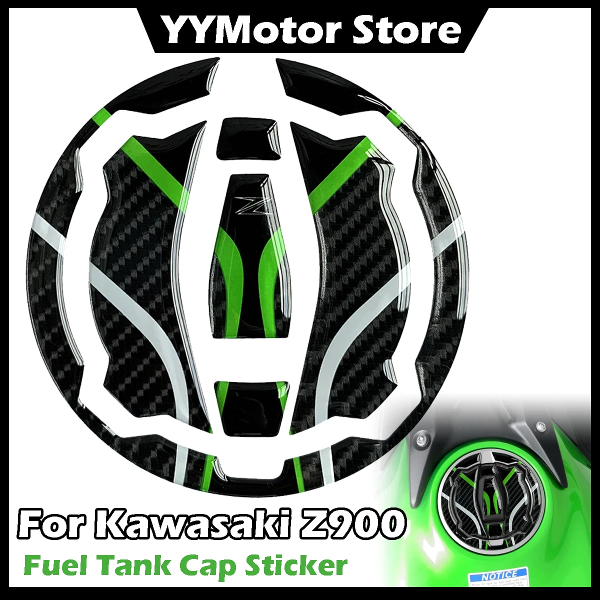 Para Kawasaki Z900 Z650 Z400 Ninja 400 650 500 Versys X300 Gel de resina 3D pegatinas para tapa de tanque de combustible de motocicleta accesorios de motocicleta calcomanías
