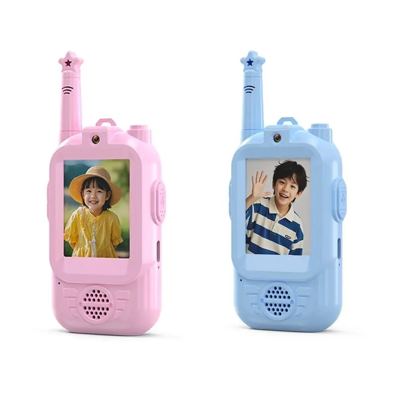 MACH-Rechargeable Video Walkie Talkies For Kids 2Pcs Long Range Intercom With Embedded Camera For Ages 3-12