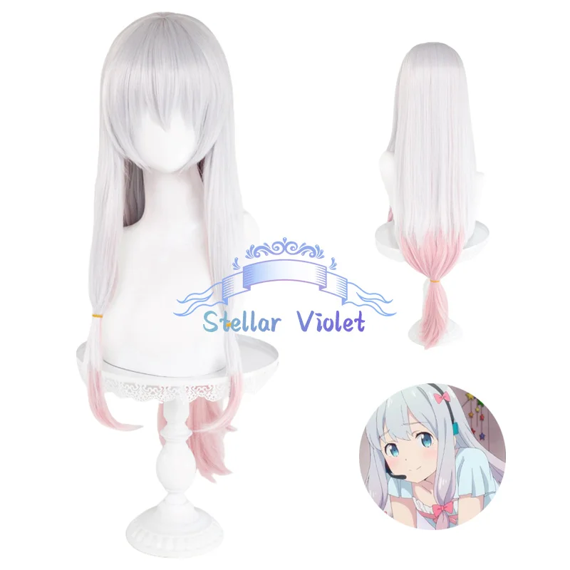 

Sagiri Izumi Cosplay Wig Heat Resistant Anime Eromanga Sensei Sagiri Izumi Cosplay Synthetic Wigs 80CM Silver Pink Wig Halloween