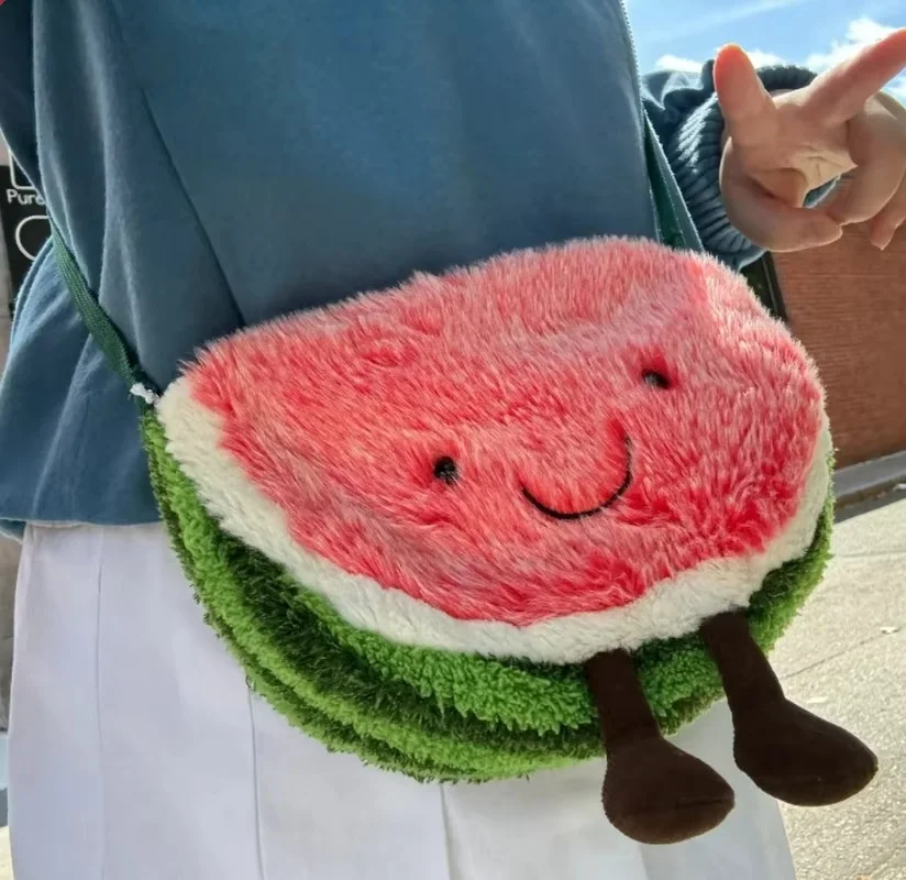 ジェリーキャットかわいいスイカぬいぐるみおもちゃクロスボディバッグとスイカペンダントソフト女性女の子かわいい漫画財布誕生日プレゼント