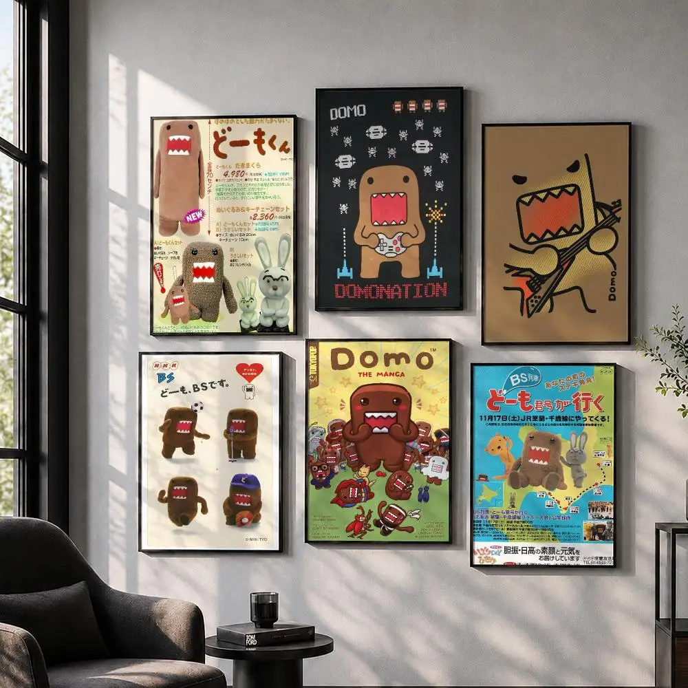 Funny D-Domo-kun Poster Peel And Stick Wall Art Print Aesthetic Home Decor For Bedroom Living Room Bar Hallway Easy Apply