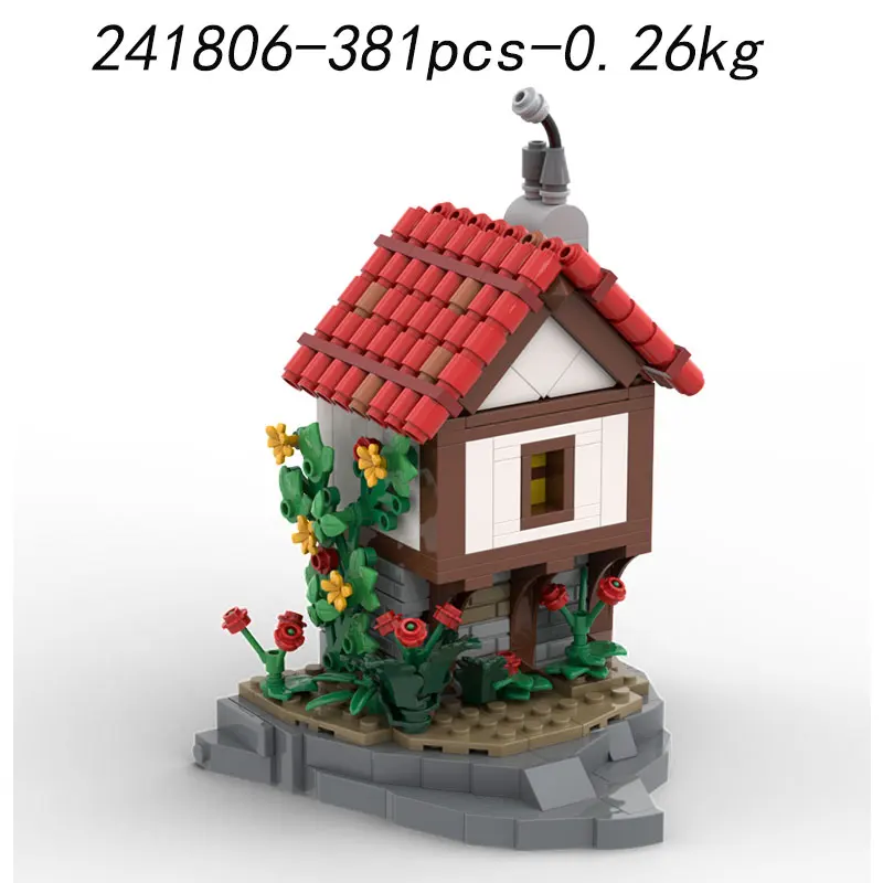 작은 입자 조립식 블록 MOC-241806 381개 중세 성 건축 장난감 입체 모델 선물 퍼즐