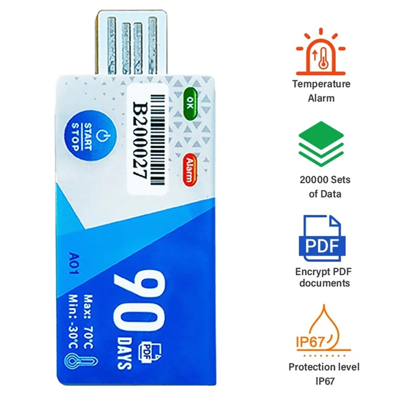 SQPP-90 أيام USB واجهة مسجل درجة الحرارة مسجل بيانات لتخزين المستودعات والنقل المبرد