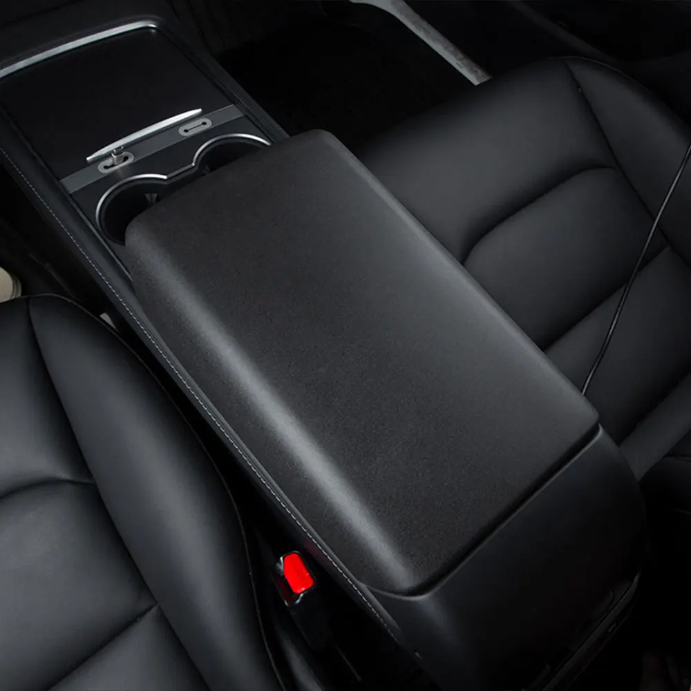 For Tesla Model 3 Y Car Armrest Box TPE Soft Car Armrest Cushion Center Console White Arm Rest Cover Interior Car Accessories
