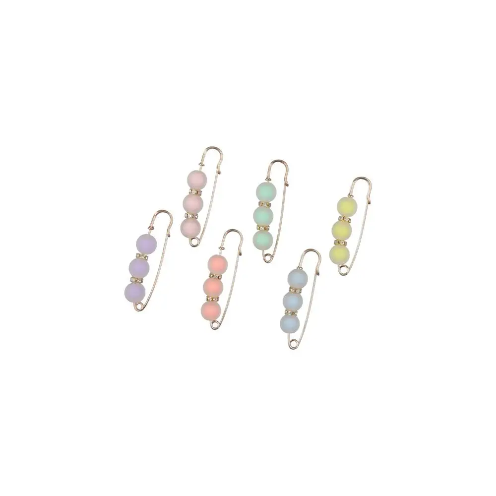 Acrylic Detachable Metal Pins U-Shape Frosted Bead Sewing-Free Buckles for Jeans Scarf Buckle Korean Style Brooch Party Gifts