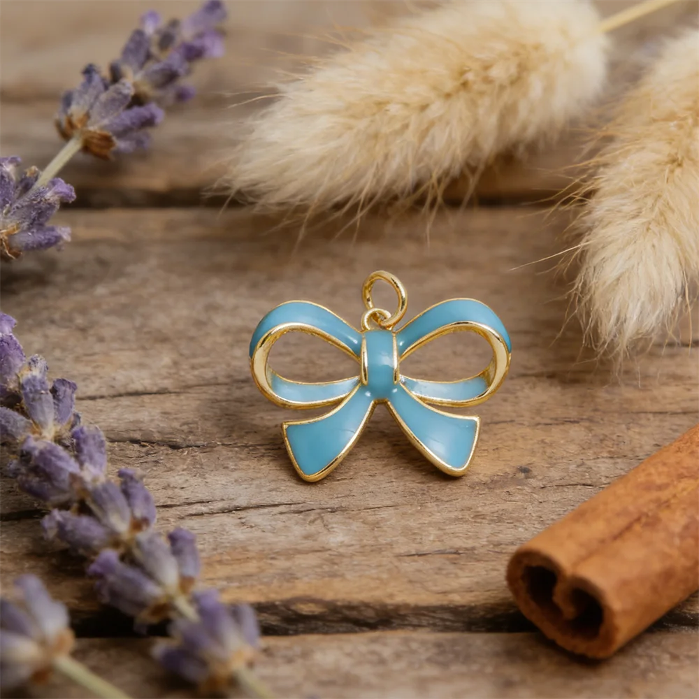 

4Pcs Pendants Brass Enamel Bow Charms Stylish Fashion Accessories for Diy Jewelry Necklace Bracelet Jewelry Decor for Women Men