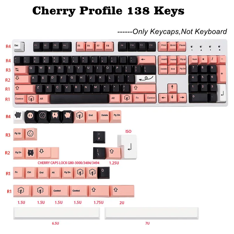 

GMK Truffelschwein Keycaps 138 Keys Cherry Profile Dye Sublimation For Mx Switch DZ60 GK61 SK61 Keycap