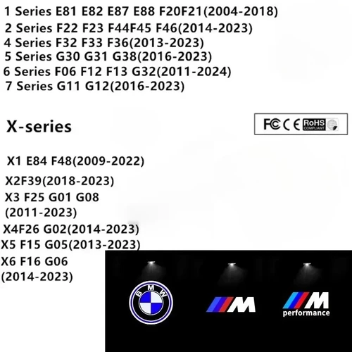 Imagen 2 del producto Luz LED de bienvenida para puerta de coche, 2 uds., para BMW E70 F15 E92 E60 E61 E65 F01 F02 F10 F15 F30 F48 M5 G30 G38 X1 X2 X3 X4 X5 X6 M3