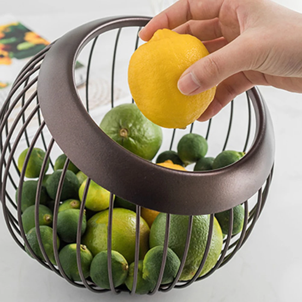 سلة تخزين الفاكهة الحديدية ذات سعة كبيرة وتصميم مجوف للمطبخ وصينية تصريف الخضروات لخبز الموز والبرتقالي والتفاح