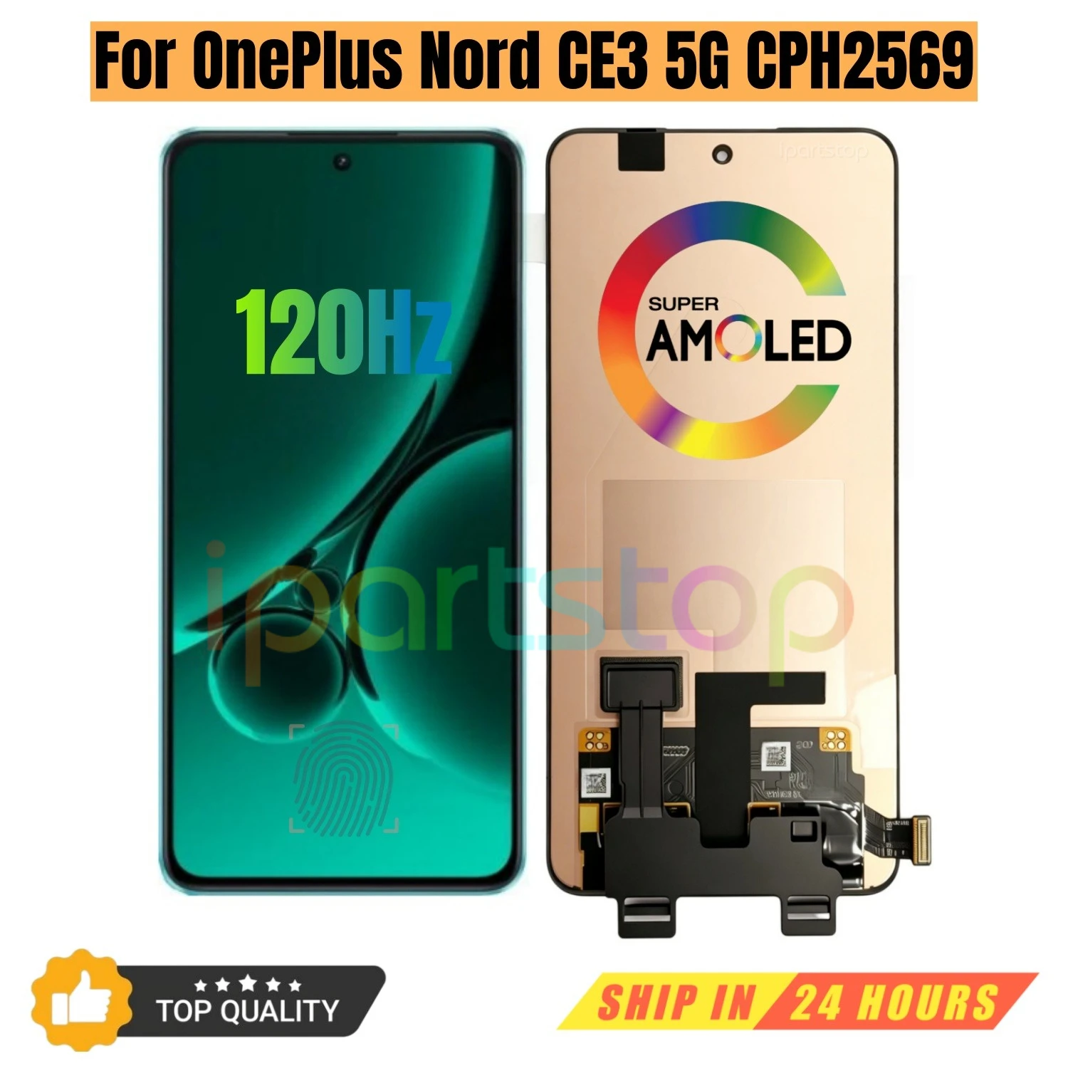 iParts Replacement New Display for OnePlus Nord CE3 5G CPH2569 120Hz Fluid AMOLED Touch Screen Digitizer Assembly OEM Grade A