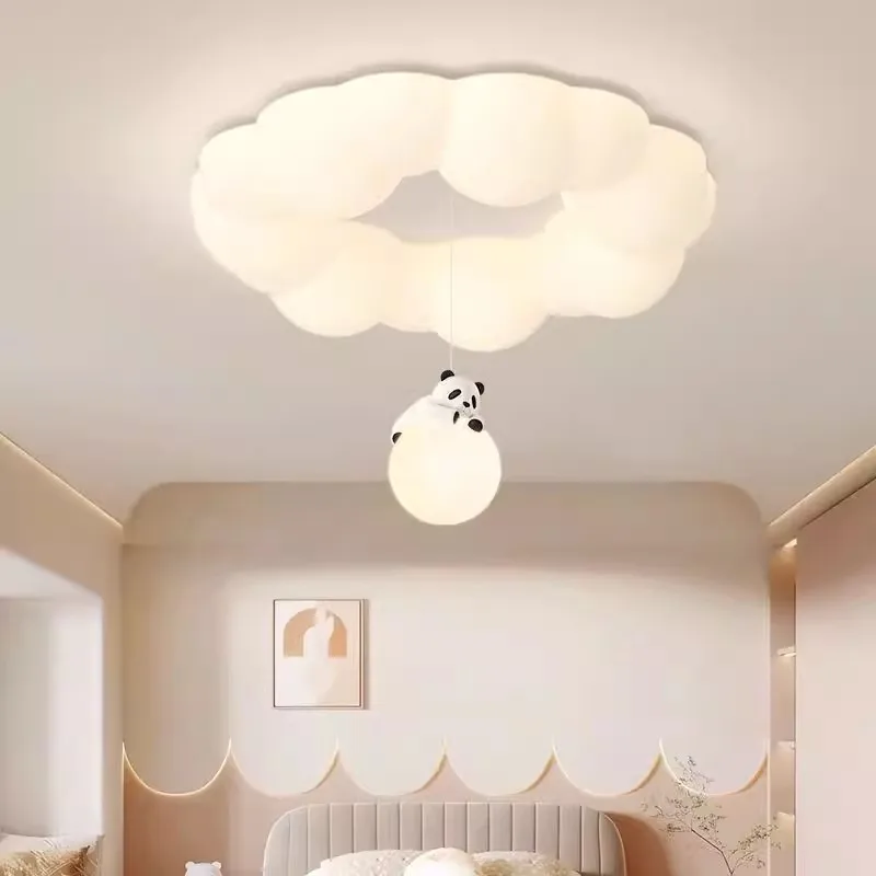 Children's Room Bedroom Ceiling Lights Cream Style Panda Cloud Lamp Warm Boy Girl Bedroom Princess Room Baby Room Ceiling Lamps