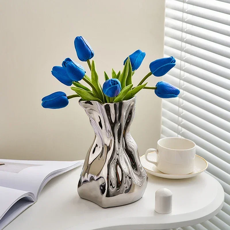 Creative and simple ceramic vase ornament, living room flower arrangement, advanced ritual, home decoration,high-end flower ware