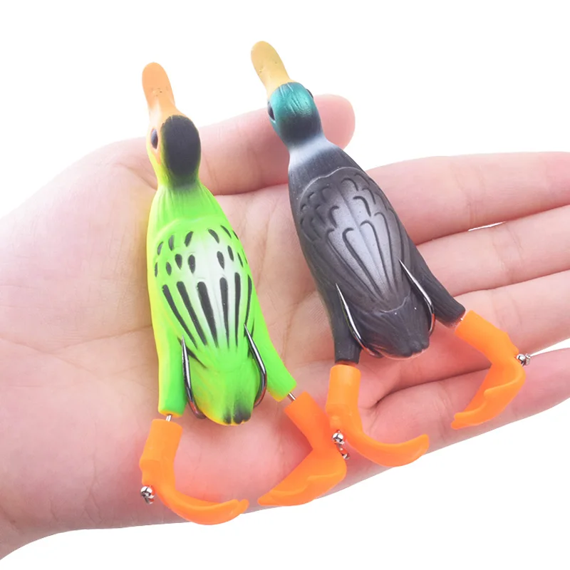 EASYFISH 9.5cm 12g Ducking Fishing Frog Lure Propeller Flipper Duck Fishing Lure Artificial Bait Duckling 3D Eyes Day Baits Bass