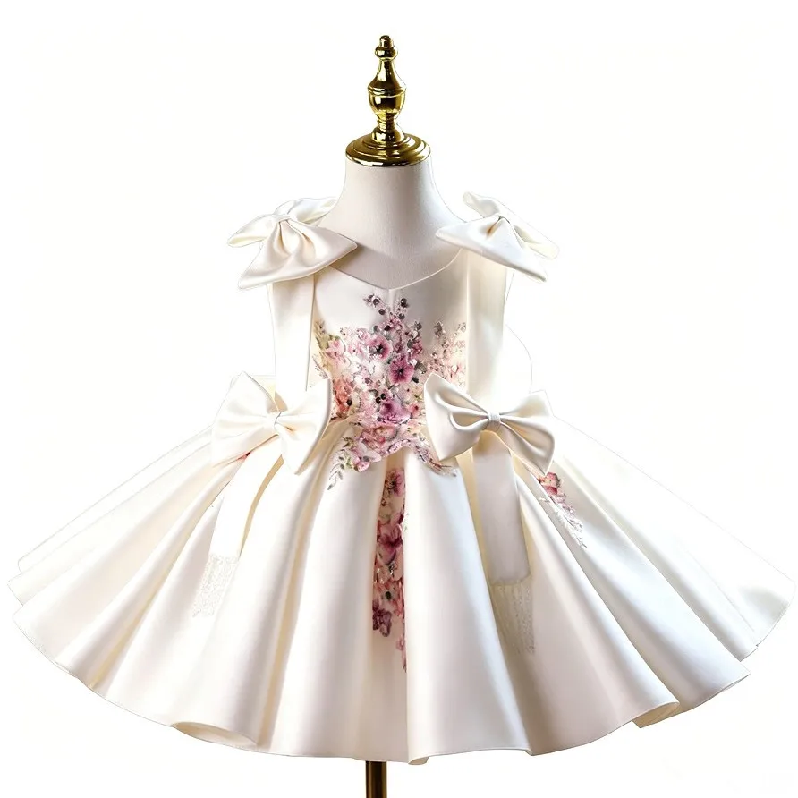 Girls Embroidery Princess Dress Kids Birthday Party Gown Toddler Wedding Pageant Children Formal Dresses A5096 Vestido Infantil