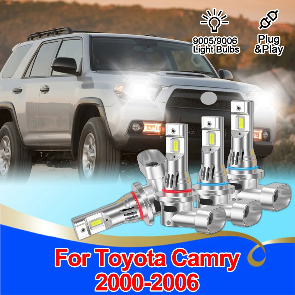 

For Toyota Camry 2000-2006 9005 9006 LED Headlights Kit Auto Light Bulbs 6000K High Low Beam Super White Bright 200W 20000LM