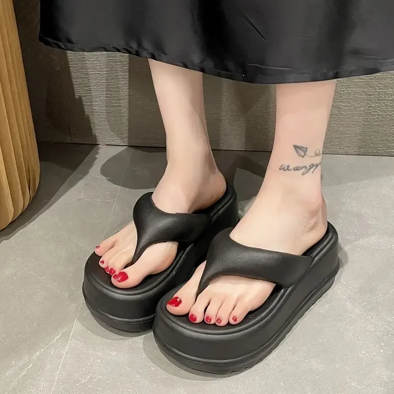 Women\'s Flip Flops Summer 2023 New In Platform Slippers EVA Casual Beach Slides Woman Comfort Female Flipflop Heeled Sandals