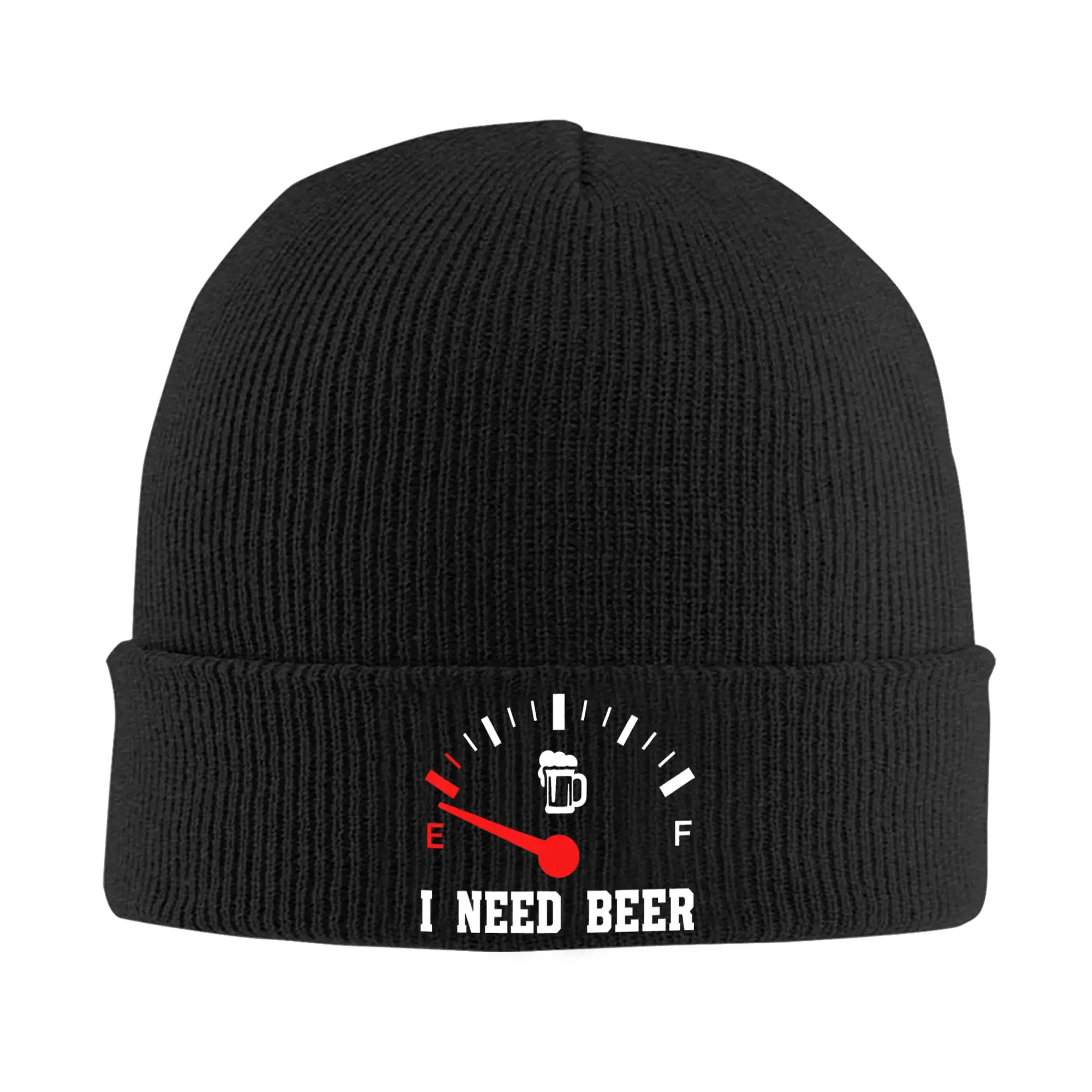 I Need Beer Funny Drinking Knitted Hat Autumn Winter Beanies Ski Fuel Odometer Caps Unisex Acrylic Hot Sale Bonnet