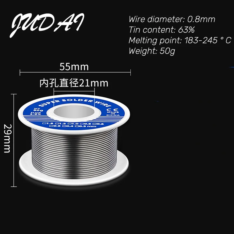 Solder elektronik kawat Solder kabel Rosin Inti timah las fluks kawat Reel 20-50g Diamater 0.8mm aksesoris rumah