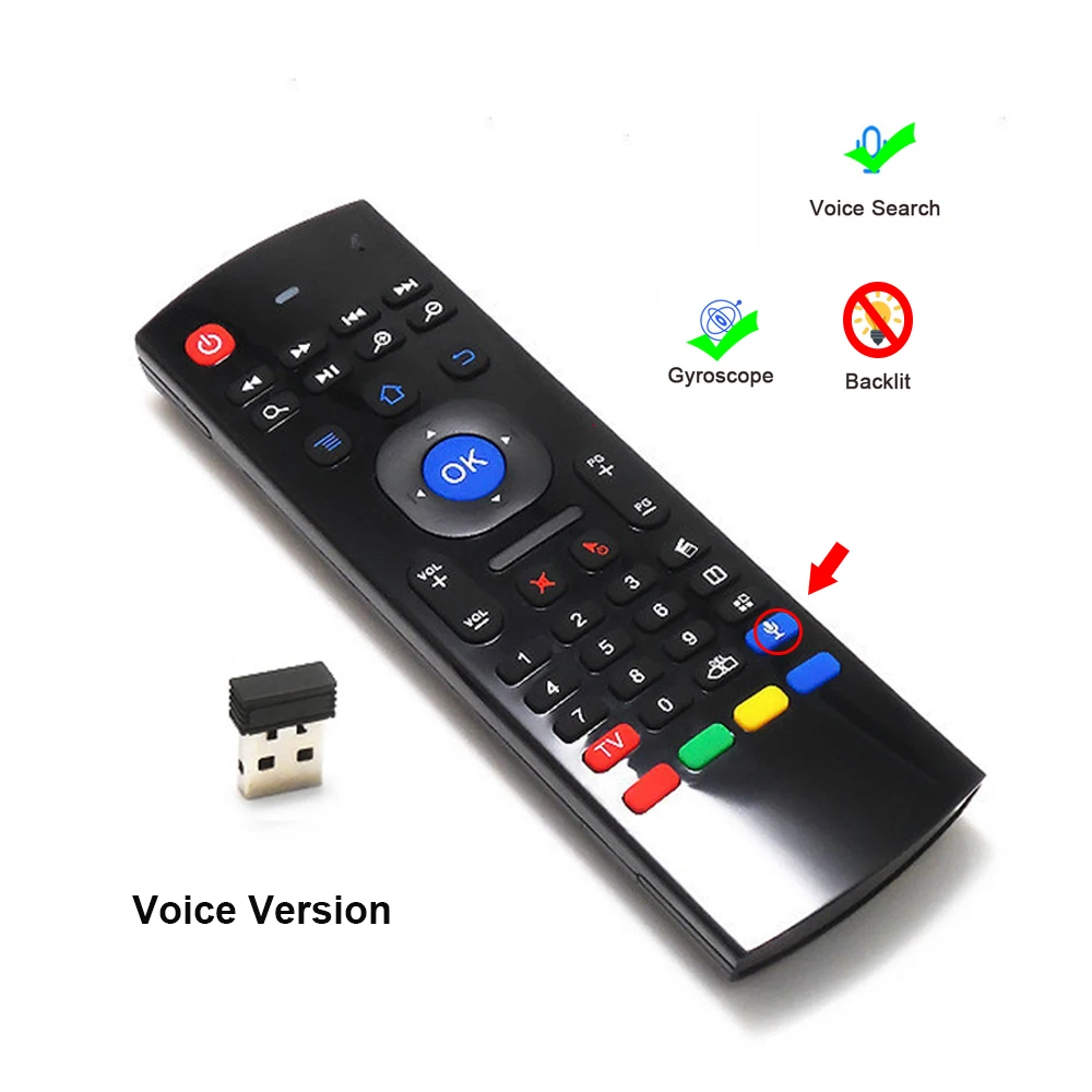 MX3 Podświetlana mysz powietrzna Inteligentny pilot głosowy 2.4G Bezprzewodowa klawiatura RF do Android TV Box X96 mini H96 MAX