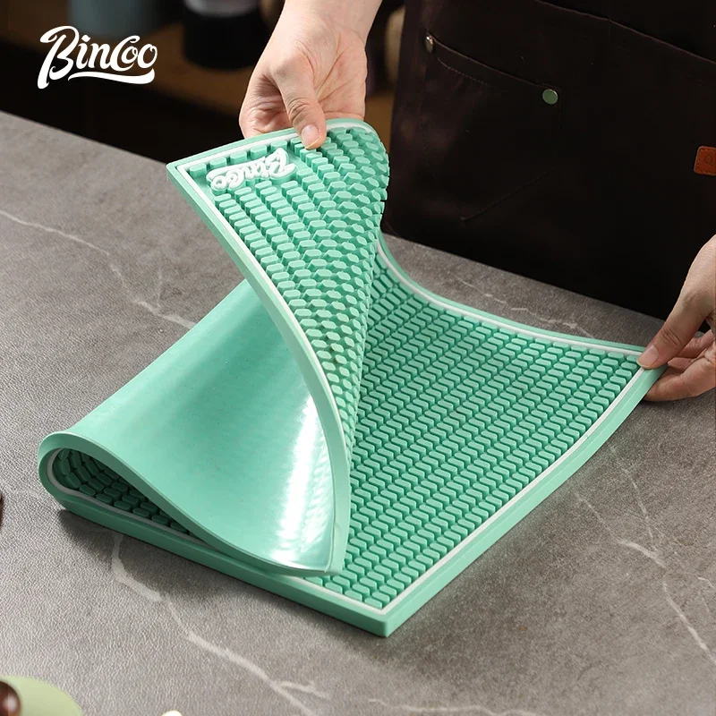 Bincoo Green Bar Mat for  Coffee Bar  Nonslip Flexible Rubber Kitchen  Table Dish Drying leachate Mat