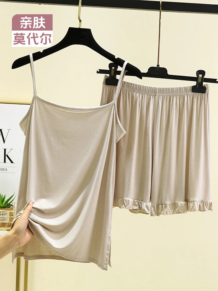 

Summer Modal Strap Short Pants Set Women's Sleeveless Base Shirt Casual Home Vest Sleepwear Comfortable Breathable Underwear