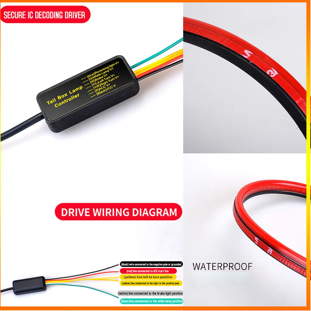 شريط إضاءة تحذيري عالي التركيب LED للسيارات مع ضوء تدفق فرامل التوجيه وظائف متعددة ضوء الفرامل #4