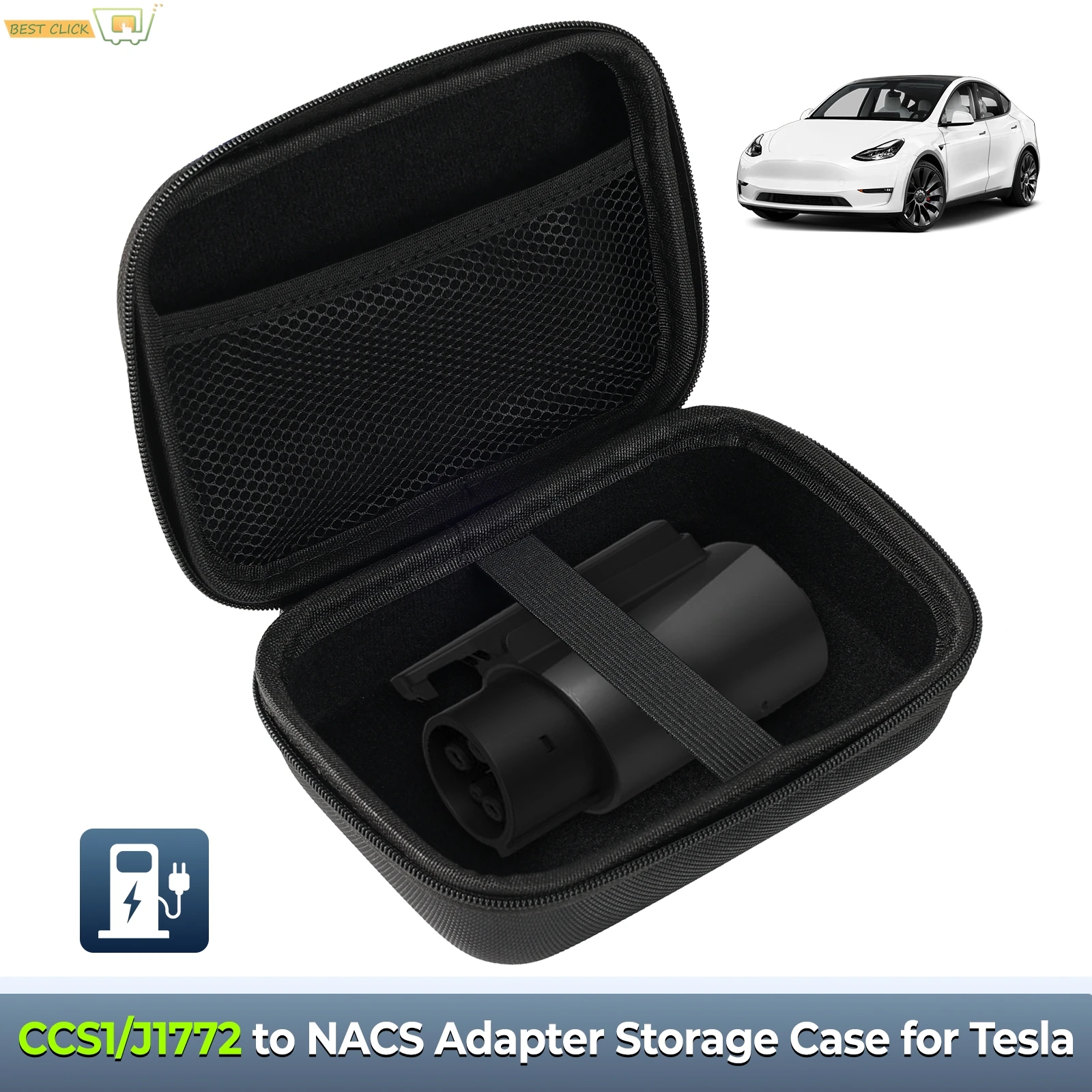 CCS1 J1772-tesla EVA 충전기용 NACS 어댑터 보관 케이스 방수 안티 드롭 오거나이저 보호 여행 가방 15.5x12.5cm