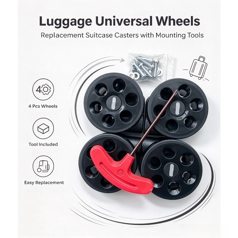 Universal Caster Wheels Replacement Accessories, Suitcase Swivel Wheels for Travel Luggage Repair